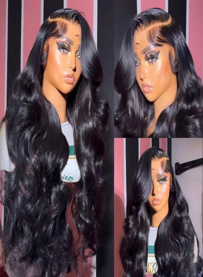 ANDRIA 13X6 Black HD Lace Front Wigs Pre-Plucked Hairline Long Body Wave Glueless Lace Frontal Wigs with Baby Hair 200% Density 26 Inch Natural Loose Wave HD Lace Closure Wig - Image 1